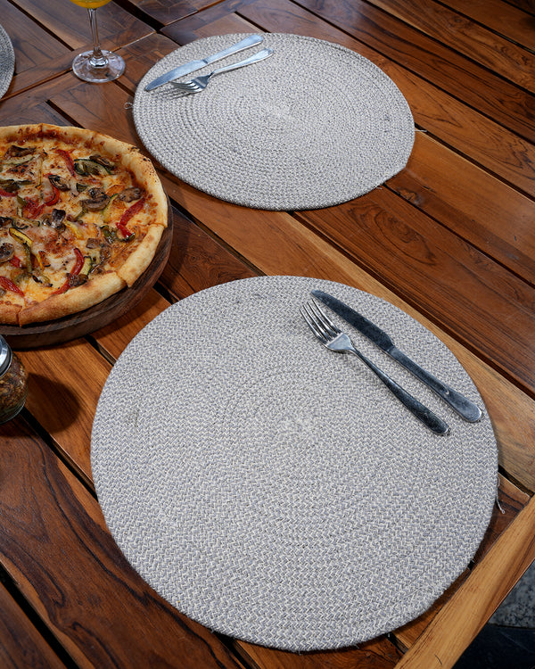 cotton round placemat for dining table colour dark grey