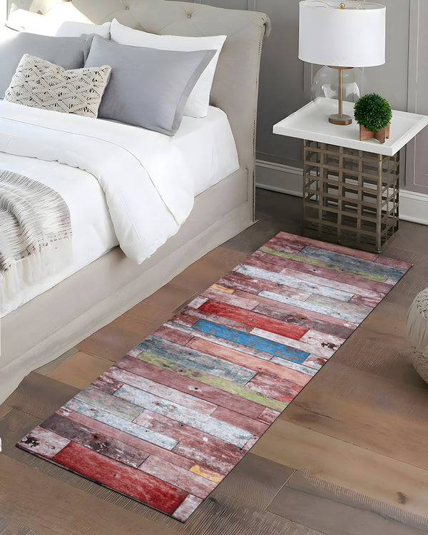 Digital Printed Polyester Rectangle Bed-side Runner Red