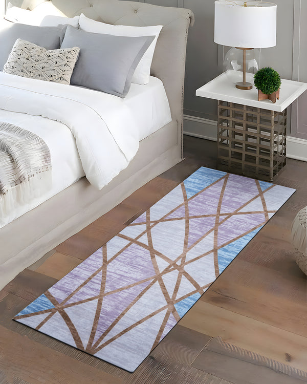 Digital Printed Polyester Rectangle Bed-side Runner Purple
