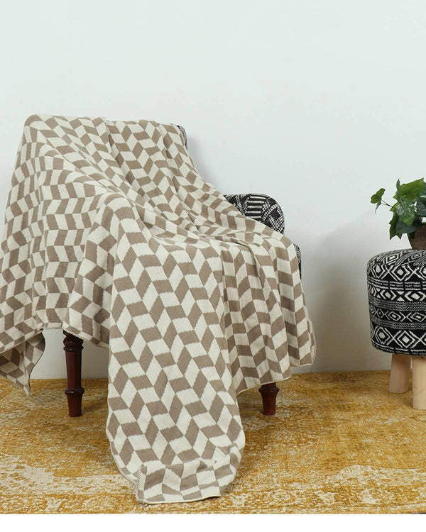 Geometric Cotton Knitted Throw