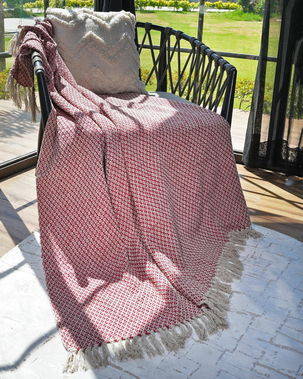 Peach Striped cotton throw