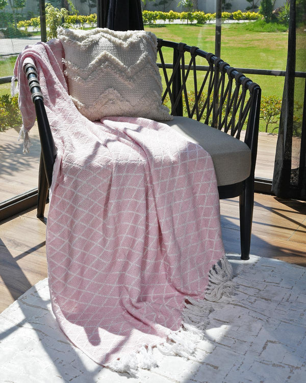 Pink Striped cotton throw