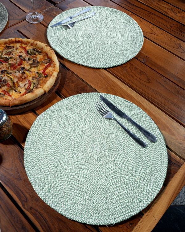 cotton round placemat for dining table colour light-green