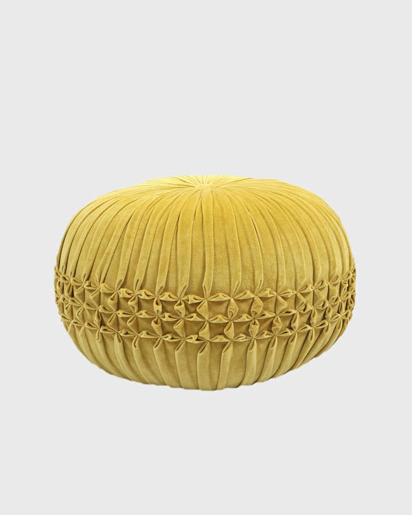 Velvet Yellow Pouf